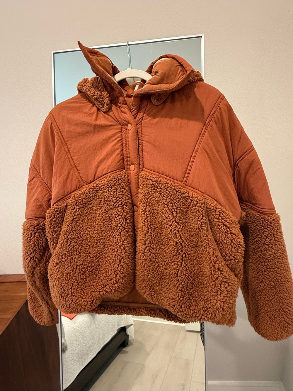 Free People Movement Cozy Burnt Orange Sherpa Zip-Up Jacket SZ XS